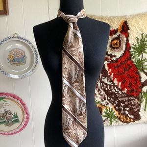 70's vintage Oleg Casssini mens brown abstract necktie